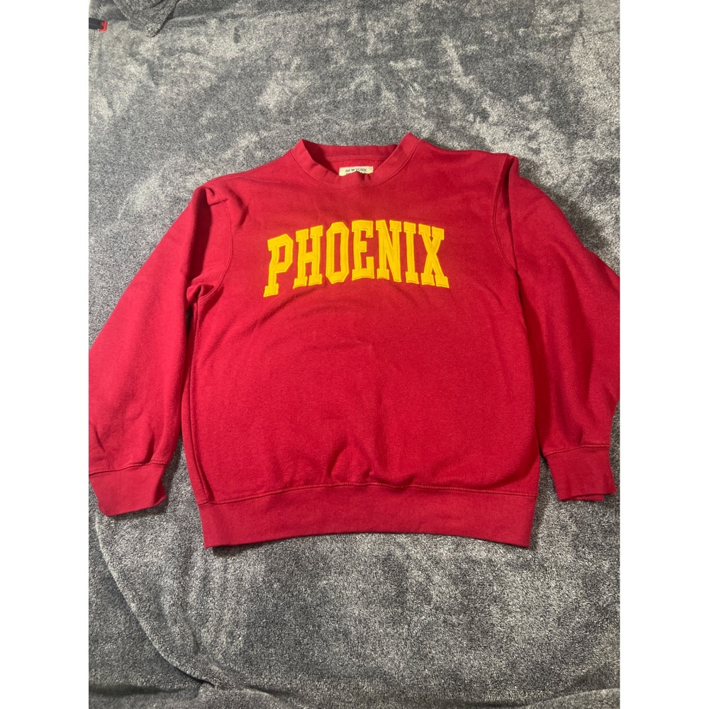 New York Popular Phoenix Sweatshirt Red Yellow Collegiate Crewneck Large